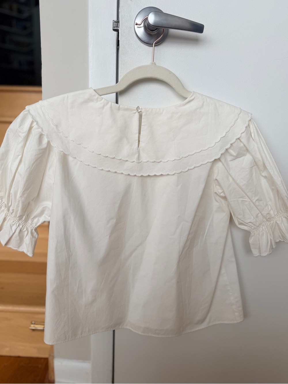 LOEFFLER RANDALL White Scalloped Peter Pan Collar Top Size S - Picture 2 of 6